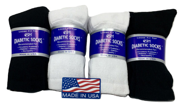 Diabetic Socks,Creswell Diabetic Socks, 1 Dozen Pairs,for Men and Women, Medical Socks for Neuropathy, Edema, Diabetes, Full Cushion Crew Length, Size 13-15 X-Large, 6 Pairs White 6 Pairs Black