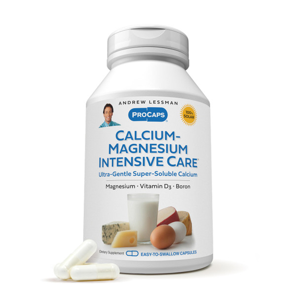 ANDREW LESSMAN Calcium Magnesium Intensive Care 60 Capsules - Bone and Skeleton Health Essentials. Easy to Swallow Capsules, Super Soluble Fine Powder. Gentle to Even The Most Sensitive Stomachs