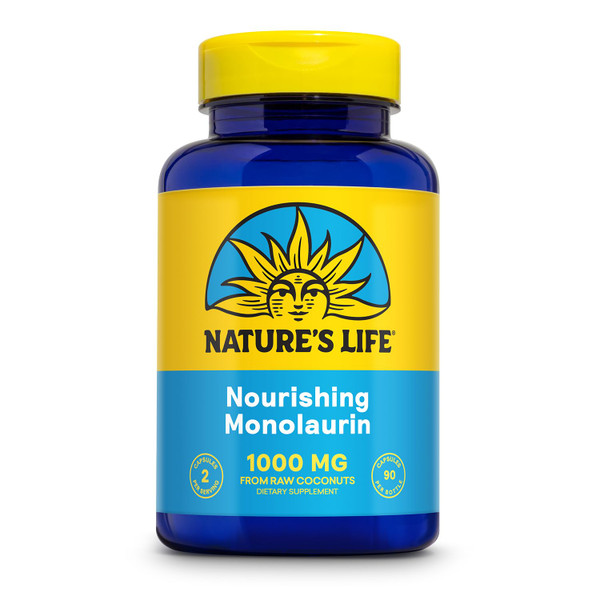 Nature's Life Monolaurin 1000 mg, Nourishing Monolaurin from Natural Raw Coconut, Immune Support Supplement, Gut Health, Balanced Gut Flora, 60-Day Guarantee, 45 Servings, 90 Vegetarian Capsules