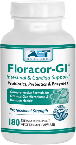 Floracor-GI Candida Cleanse, Probiotic and Enzyme Support Formula 180 Capsules