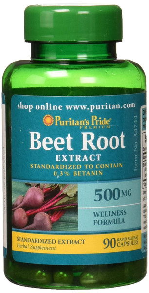 Puritan's Pride Beet Root Extract 500 mg Capsules, 90 Count
