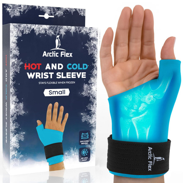Arctic Flex Wrist & Thumb Ice Pack Wrap - Extra Strength Hot & Cold Therapy - Reusable Hand Freeze Sleeve - For Arthritis, Carpal Tunnel, Surgery, & Pain Relief (Fits Left & Right)