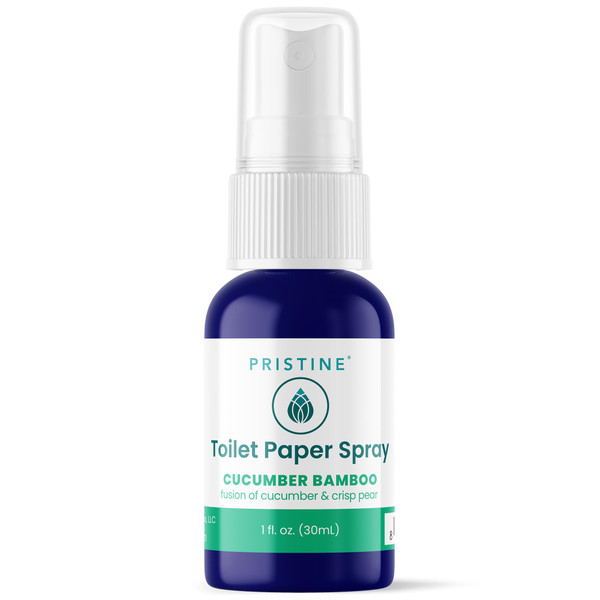 PRISTINE Toilet Paper Spray - As Seen on Shark Tank, More Natural Flushable Wet Wipes Alternative, Spray Toilet Paper to Create Flushable Wipe, Cucumber Bamboo, 1 fl oz Travel Size