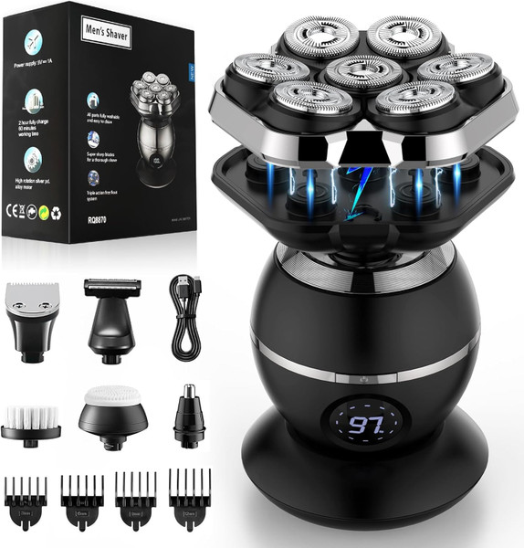 ETENTOUS 7D Magnetic Replacement Shaving Head, Wet & Dry Shaver Blade Heads Replacement for Head Shaver Compatible for 7D Head Shavers for Men