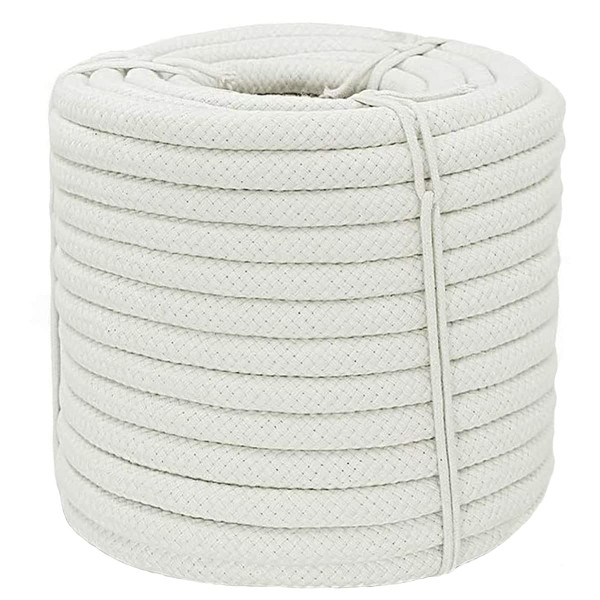 YUZENET Braided White Cotton Rope (3/4 inch x 100 ft) Natural Soft Utility Rope