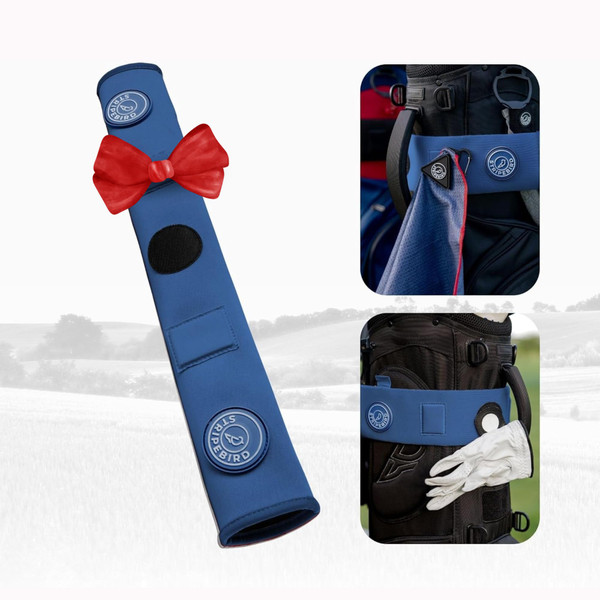 Stripebird - Premium Golf Cart Strap Sleeve Protector (Blue) - Save Your Golf Bag from Golf Cart Straps - Includes Magnetic and Steel Plate for Magnetic Golf Accessories