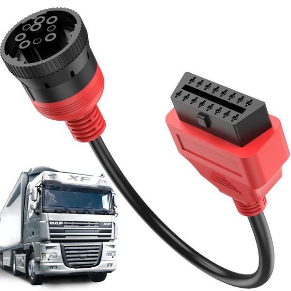 2025 Autel Original Green Type 2 J1939 Male to 16Pin Female OBD2 Adapter, 16Pin to 9Pin J1939 OBD Port, 30CM Extension Cable