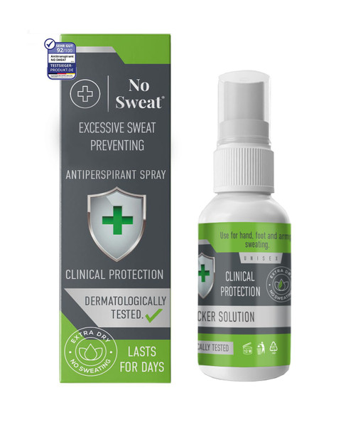 NO SWEAT Maximum Strength Antiperspirant Spray, Strong Deodorant for Excessive Sweating & Hyperhidrosis Treatment, Lasts up to 7 Days -50ml) Packing May Vary NO SWEAT Maximum Strength Antiperspirant Spray, Strong Deodorant for Excessive Sweating & Hyperhidrosis Treatment, Lasts up to 7 Days -50ml) Packing May Vary