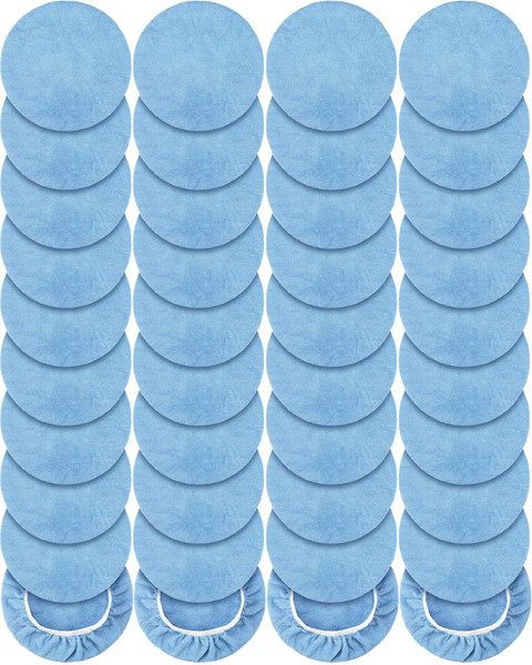 Tallew 40 Pcs 9 to 10 Inches Buffer Pads Bulk Car Polisher Bonnets Orbital Buffer Bonnets Microfiber Polishing Pad Car Wax Cover for Cleaning and Polishing (Light Blue)