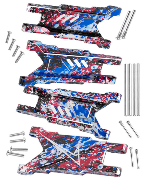 RCYouHott RC Aluminum Front Rear Suspension A-Arms Upgrades Part for 1/10 Slash/Rustler/Stampede/Hoss/X0-1 4x4 4WD VXL,Alloy Suspension Arms Hop Ups,Colorful (#3655)