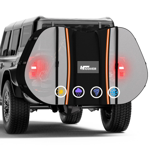 Bike Cover for Transport 2 Bikes Hicover 600D Travel Bike Covers for 2 Bikes on Rear Bike Rack Heavy Duty Waterproof Outdoor Full Bicycle Rack Cover on Car Hitch Storage (Black - Visible, XL-2 Bike)