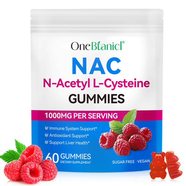 HBIKCLYC NAC Gummies, NAC Supplement, NAC Vitamin Chewable for Immune Support, Sugar-Free, Non-GMO, 60 Count (1)