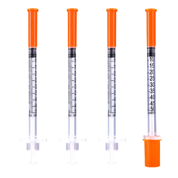 0.5ml 0.5cc U-100 Disposable Insulin Syringe, Lab Syringes 31G x 5/16 Inch (8mm), Pet Syringe Accessories, 25 Pack, Individually Wrapped