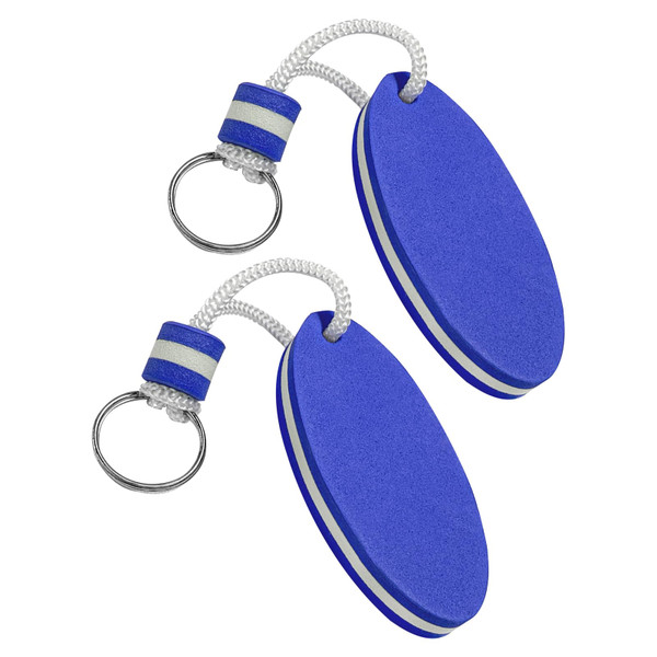 BWBWND 2 PCS Floating Keychains, Oval Foam Key Fob Float Buoy Pendant, Waterproof Key Ring for Boating Fishing Surfing (Blue)