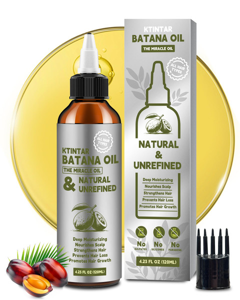 Ktintar 100% Natural Raw Batana Oil for Hair Growth, Dr Sebi Hair Growth Oil From Honduras, Thicker & Stronger Hair, Prevents Hair Loss, Eliminates Split Ends 4.23 Fl Oz (Pack of 1)