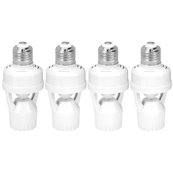 QWORK Motion Sensor Light Socket Adapter - 4 Pack E26/E27 Compatible, Adjustable Timing & Lux, Auto Motion Sensor Light Sockets Security Light Bulb Socket for Basements, Garages, Door Porch QWORK Motion Sensor Light Socket Adapter - 4 Pack E26/E27 Compatible, Adjustable Timing & Lux, Auto Motion Sensor Light Sockets Security Light Bulb Socket for Basements, Garages, Door Porch