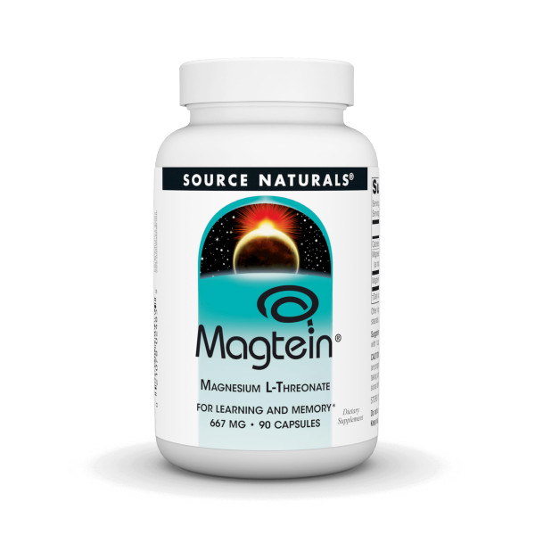 Source Naturals Magtein Magnesium L-Threonate 667mg Supports Focus, Mood, Healthy Memory, Cognitive Function, Sleep* - 90 Capsules