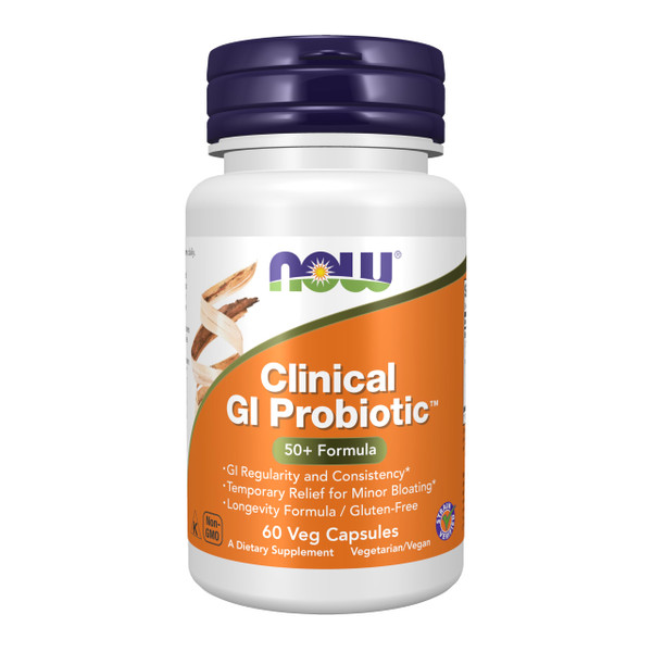 NOW Foods Supplements, Clinical GI Probiotic™, 50+ Formula, Strain Verified, 60 Veg Capsules