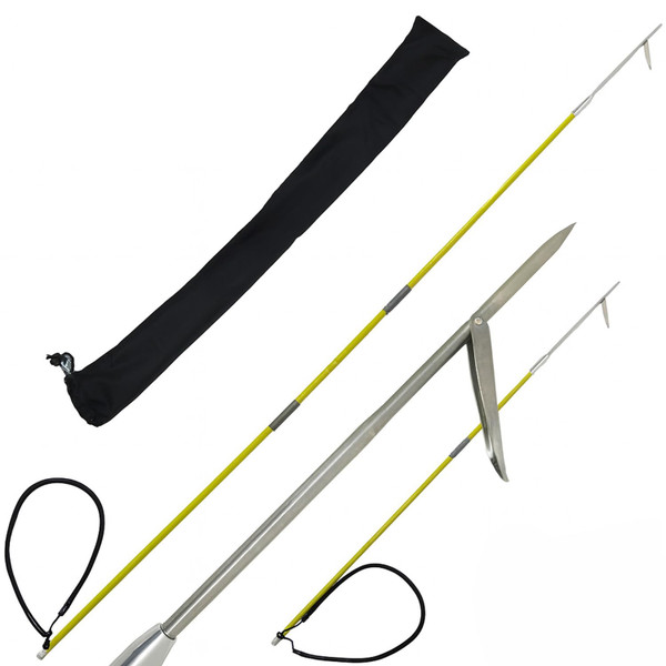 Scuba Choice 6ft Travel Spearfishing 3-Piece Pole Spear with 1 Prong Single Barb Stainless Steel Tip, Adjustable to 4ft or 5ft – Compact Ice Fishing Gear with Carry Bag for Easy Transport