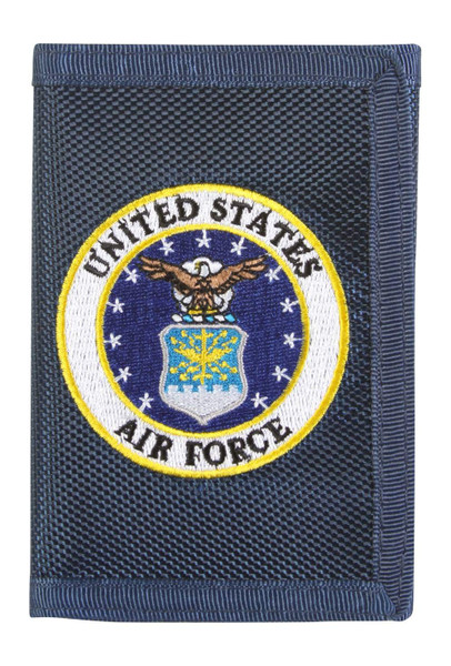 Eagle Emblem US Air Force Adult Men's Blue Faux Leather Trifold Wallet