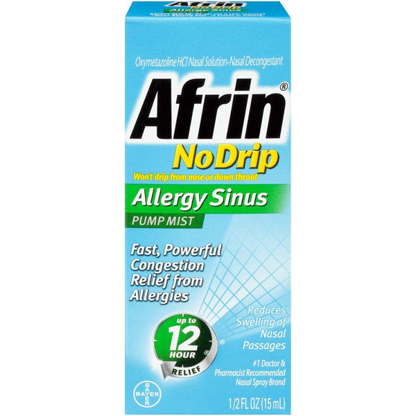 Afrin No Drip Allergy Sinus Pump Nasal Mist, Fast & Powerful Congestion Relief from Allergies, 15mL