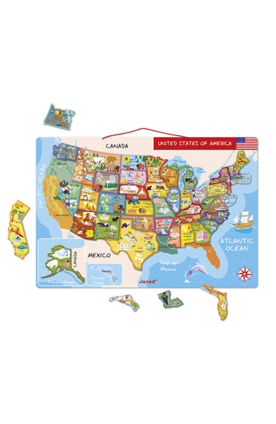 Janod Magnetic USA Map, 19.7-Inches x 13.4-Inches - J05487