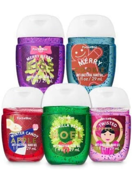 Bath & Body Works 5 Pack Pocketbac Holiday Traditions Bundle Hand Sanitizers