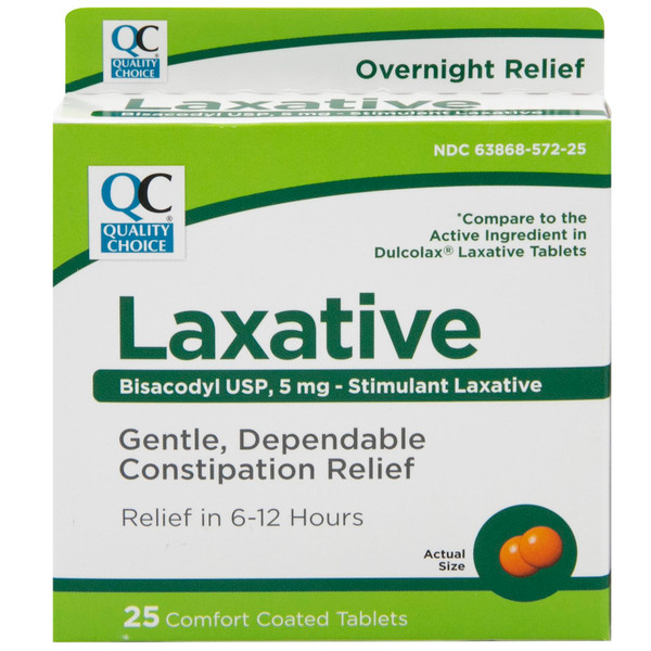 Quality Choice Laxatives for Constipation Relief - Bisacodyl 5mg Tablets, Comfort Coated Stimulant Laxative. Overnight Relief, 25 Count. for Occasional Constipation and Irregularity.