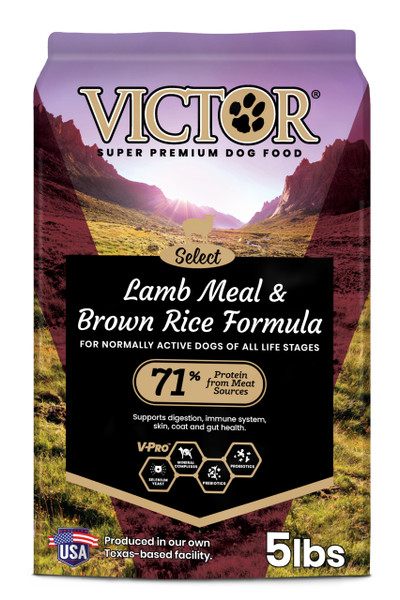 VICTOR Super Premium Dog Food – Lamb Meal & Brown Rice Formula - Gluten-Free Dry Dog Food for All Normally Active Dogs of All Life Stages – Ideal for Dogs with Meat Protein Allergies, 5 lb