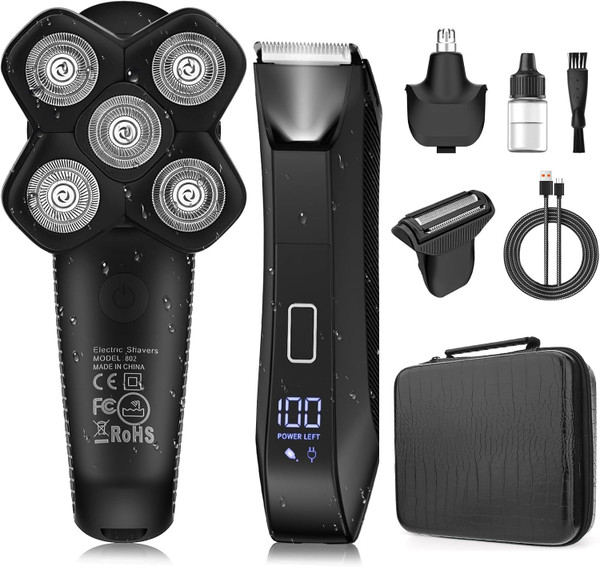 Manscape Body and Ball Trimmer for Men, Bald Head & Body Shaver, 3-in-1 Pubic Groin Nose Hair Trimmer, Head Shaver for Bald Men & Body Groomer, Electric Razors for Smooth Shaving, IPX7 Waterproof