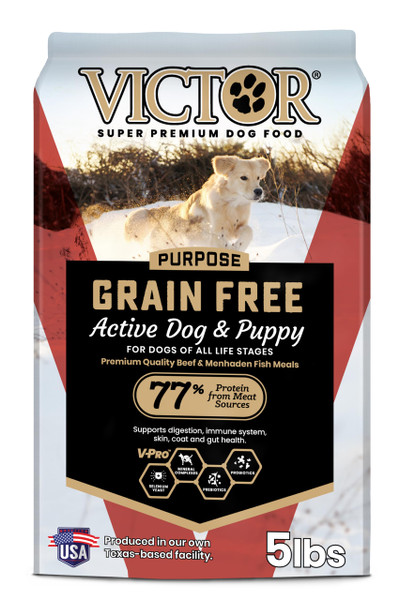 VICTOR Super Premium Dog Food – High Protein Grain Free Active Dog & Puppy Kibble – Dry Food with 33% Protein, Gluten-Free - Premium Beef, Pork, Fish Meals for High Energy Dogs, 5lbs