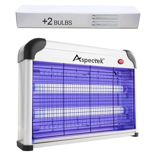 ASPECTEK Powerful 20W Indoor Bug Zapper - Electric Fly Trap, Mosquito Killer with UV Lamp, Includes 2 Replacement Bulbs for Effective Insect Control