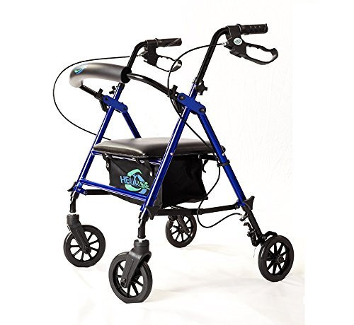 Super Light Rollator Lightweight Aluminum Loop Brake Folding Walker Adult W/height Adjustable Seat By Legs and Arms w/ 6