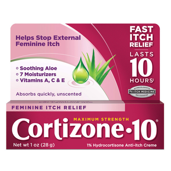 Cortizone 10 Maximum Strength Feminine Itch Relief 1 oz., 1% Hydrocortisone Anti-Itch Crème