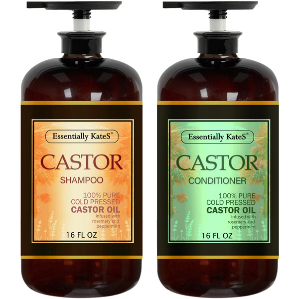 Essentially KateS Castor Oil Rosemary Mint Shampoo and Conditioner 16 Fl Oz Set, Pack of 2 - Helps Thicker and Healthy Looking Hair - Sulfate & Paraben Free Essentially KateS Castor Oil Rosemary Mint Shampoo and Conditioner 16 Fl Oz Set, Pack of 2 - Helps Thicker and Healthy Looking Hair - Sulfate & Paraben Free