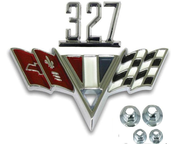 Classic Headquarters Chevy 327 V-Flag Fender Emblem Set