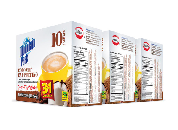 Jamaica Mountain Peak Coconut Cappuccino 3 in 1 Instant Coffee Mix, Coffee Creamer and Cane Sugar (30 Sachets x 24g), Smooth Creamy Caribbean Flavor, Just Add Water Jamaica Mountain Peak Coconut Cappuccino 3 in 1 Instant Coffee Mix, Coffee Creamer and Cane Sugar (30 Sachets x 24g), Smooth Creamy Caribbean Flavor, Just Add Water