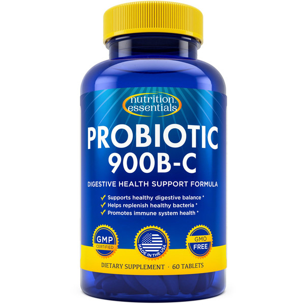 Nutrition Essentials Probiotics for Women and Men - with Lactase Enzyme and Prebiotic Fiber for Digestive Health - 80 Percent + More Potent Supplement for Gut Health Support - Vegan Formula