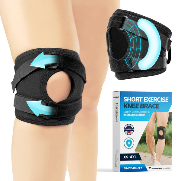 BraceAbility Patellar Tracking Knee Brace - Running, Exercise, Basketball Support Sleeve Stabilizer for Post Kneecap Dislocation, Tendonitis, Ligament, Patellofemoral and Meniscus Injuries (Medium)