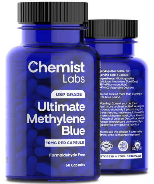 Chemist Labs Methylene Blue Capsules for Humans - USP Grade 99% Purity, Methylene Blue Pharmaceutical Grade, Third Party Tested, Supports Cellular & Mitochondrial Function, Made in USA, 60 Count Chemist Labs Methylene Blue Capsules for Humans - USP Grade 99% Purity, Methylene Blue Pharmaceutical Grade, Third Party Tested, Supports Cellular & Mitochondrial Function, Made in USA, 60 Count