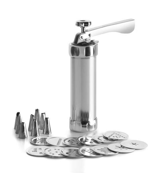 ibili Cookie Gun Set 22 Pieces of Aluminium, Silver, 32 x 22 x 8 cm