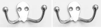 Two Marine Grade Stainless Steel Double Wardrobe Hooks