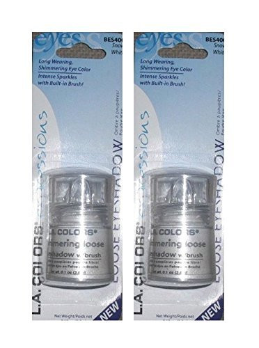 L.A. Colors Shimmering Loose Snow White Eye Shadow, .1 Oz. Bottles - 2 Pack by L.A. Colors