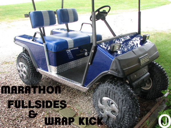 J & O Carts Parts Ezgo Marathon Golf Cart Diamond Plate Side Rockers and Wrap Kick Set