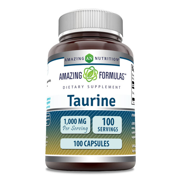 Amazing Formulas Taurine Amino Acid Supplement | 1000 Mg per Serving | 100 Capsules | Non-GMO | Gluten-Free | Made in USA