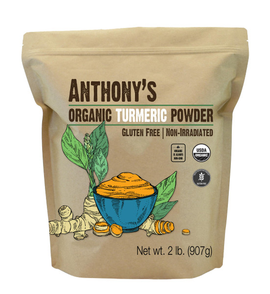 Anthony's Organic Turmeric Root Powder, 2 lb, Curcumin Powder, Gluten Free & Non GMO (Pack of 1)