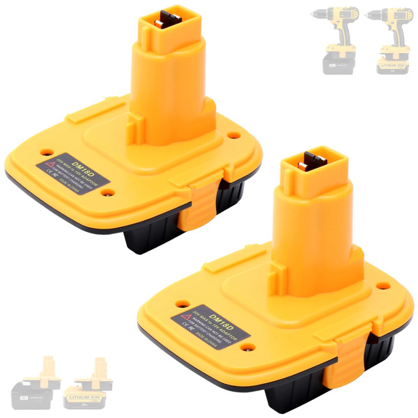 Tulepowceeng 2 Pack DM18D Battery Adapter Compatible with Dewalt 18v Tools, Convert Compatible with Dewalt 20v or Compatible with Mil-Waukee 18v Li-ion Battery to Work with 18 Volt Power Tools