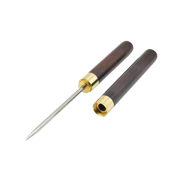 UUYYEO Stainless Steel Ice Pick Breaking Ice Tool Wooden Handle Ice Cube Pick Ice Breaker Tool Icepick Ice Crusher for Kitchen Bars Picnics Dark Brown