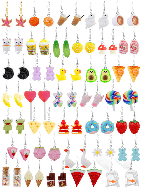 36 Pairs Fun Cute Earrings Set Weird Cool Funky Aesthetic Drop Dangle Earrings for Teen Girls Women Jewelry Gift