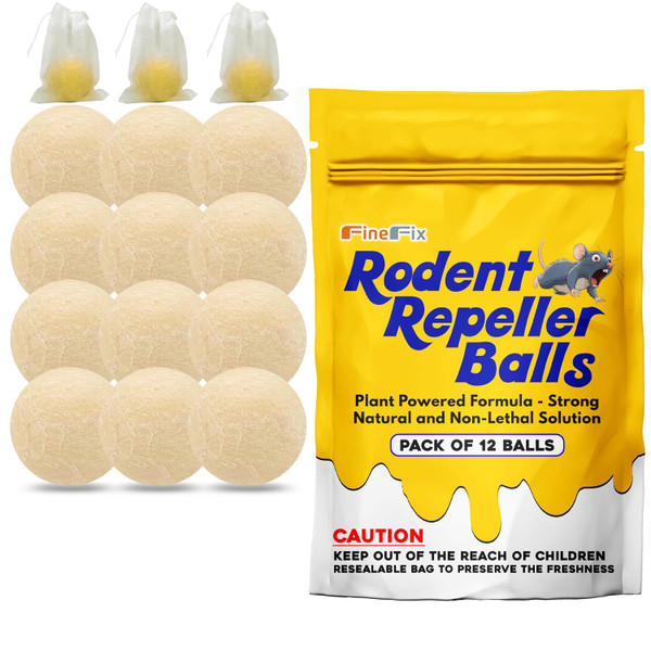 FineFix Moth Balls, 12 Pack Mouse Repellent Balls for Outdoor Use, Natural Rat and Mice Deterrent, Get Rid of Rodents from Garage, RV, Barn, Boat, Garden, and Home